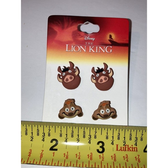 Disney Character The Lion King Movie Brown Timon & Pumbaa Post Earring Set Faces - Picture 11 of 12